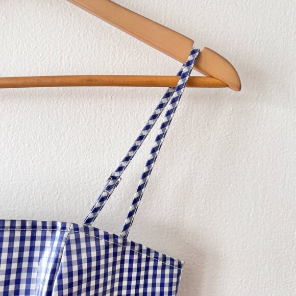 LPA Martina Blue Gingham Vinyl Mini Dress - Picture 5 of 8
